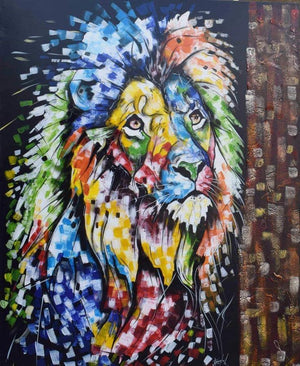 African painting of a lion for sale