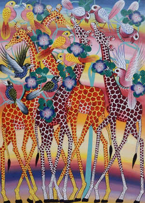 african painting of animals and birds in national parks for sale