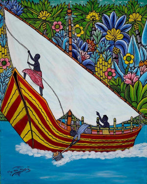 African  art of a yacht for sale