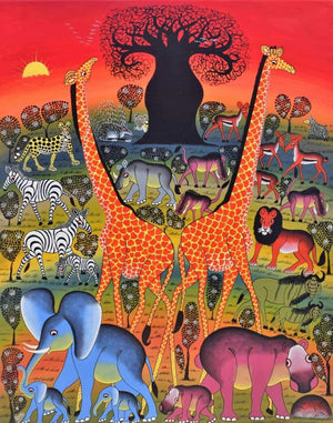 African  art of animals in the summer for sale