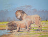 African painting of lions