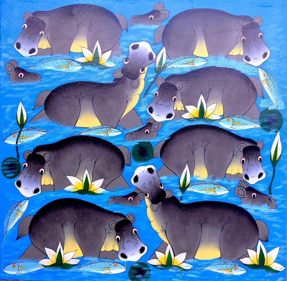Why Tingatinga Hippos Are Always Half-Submerged, Never Alone