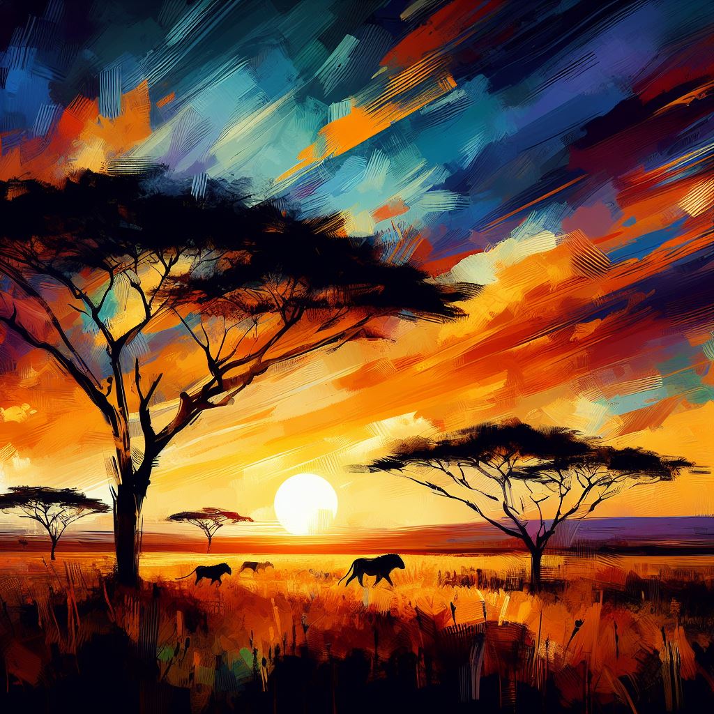 Serengeti's Splendor Through African Paintings