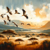 african paintings of birds and mountains 