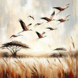 african paintings of birds and mountains 