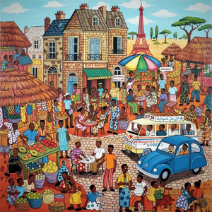 France-Africa Fusion Painting
