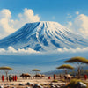african painting of kilimanjaro and maasai