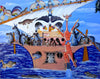 painting of animals in a boat