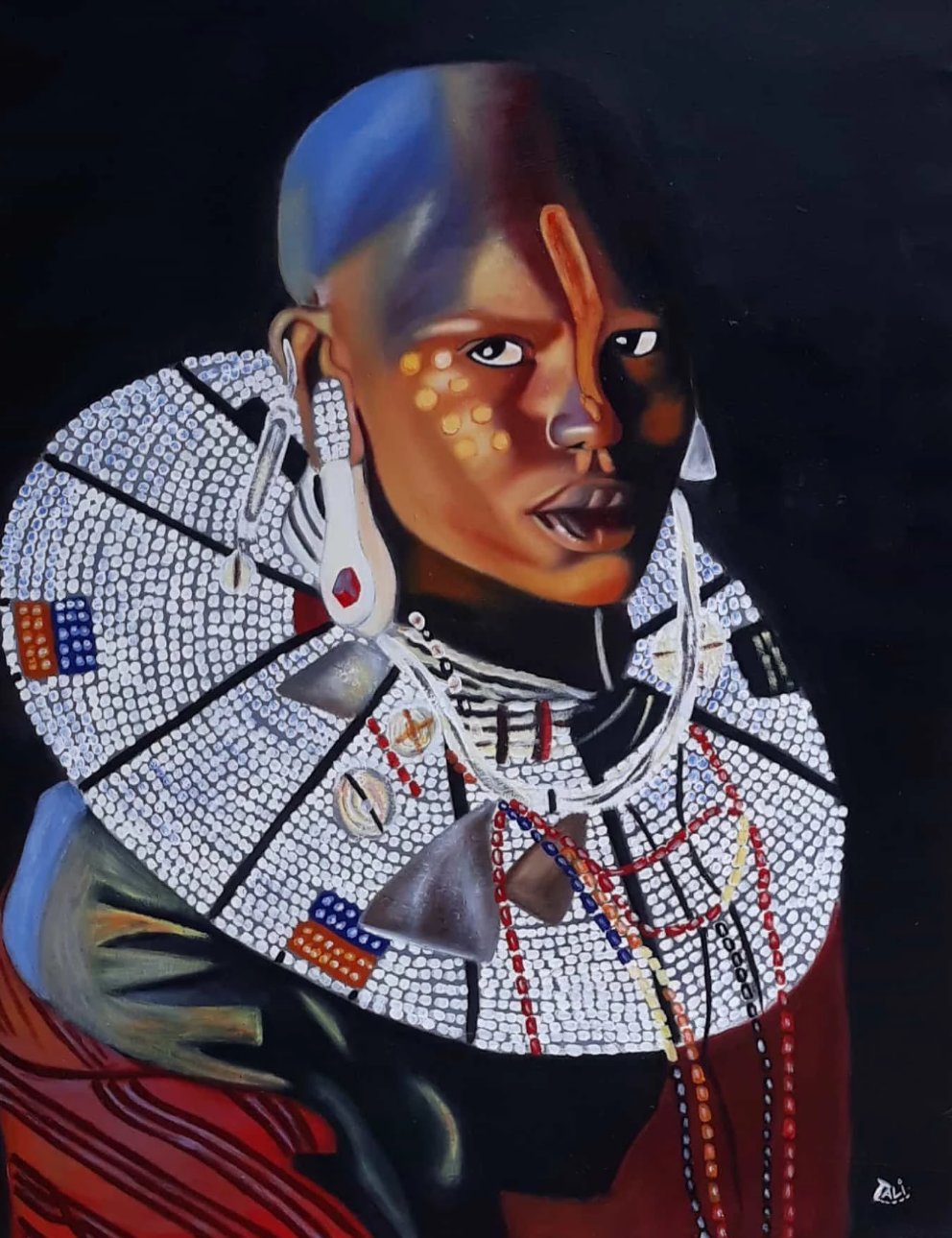 African painting of a maasai