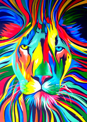 African painting of lion