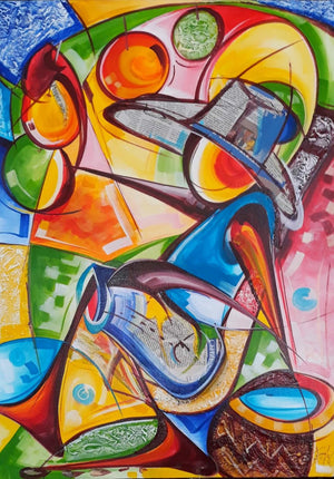 African painting of a maze
