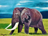 African painting of one elephant