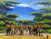 African painting of many elephants 