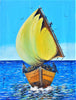 African painting of a sailing boat