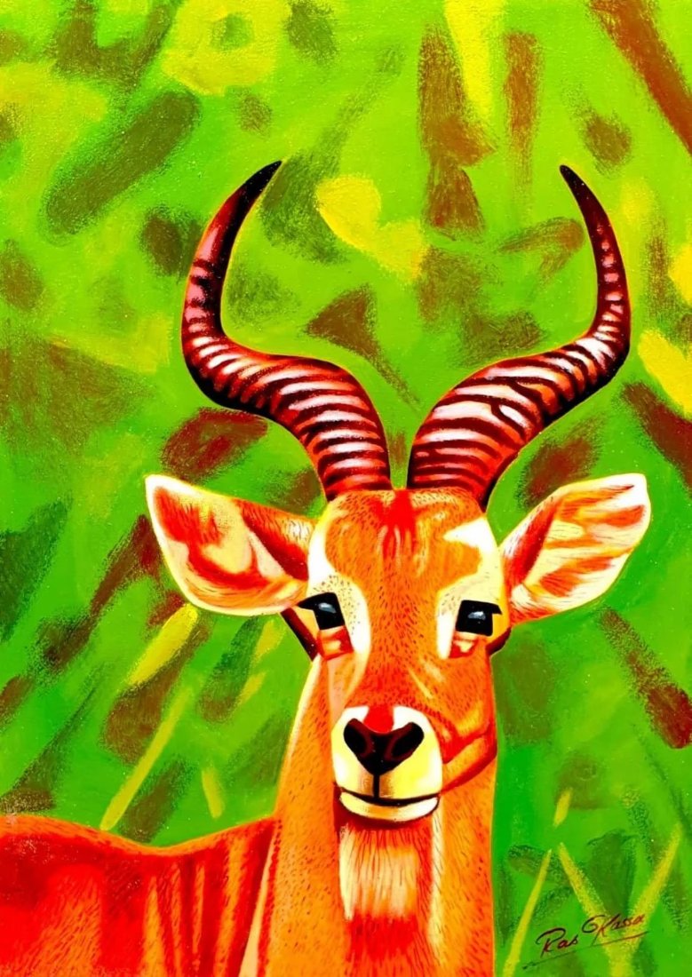 African painting of an antelope
