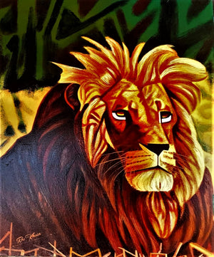 African painting of a lion for sale online
