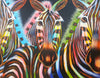 African painting of three zebras