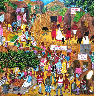 African art of a village for sale