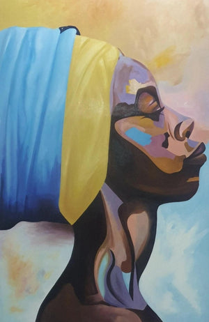 African painting of a lady