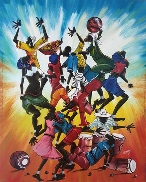 african art of people celebrating