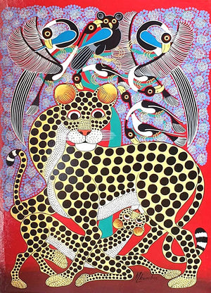 african art of two leopards