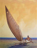 African painting of a yacht sailing