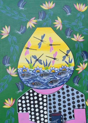 African painting of a lamp