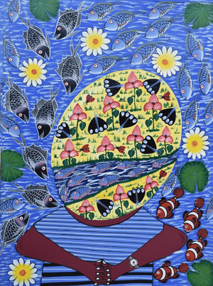 African painting of flowers and people for sale