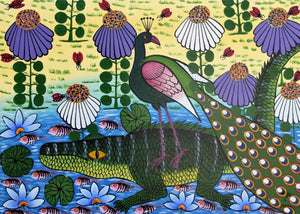 African  art of swamp and crocodiles for sale 