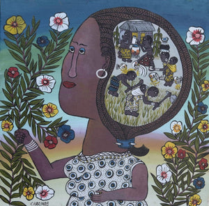 African painting of city life for sale