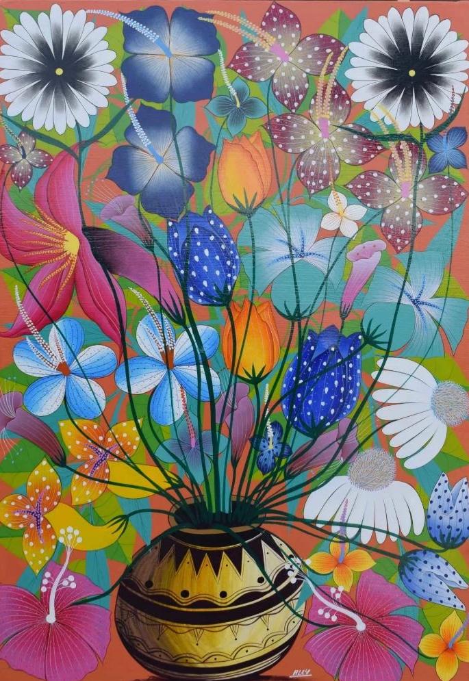 African painting of flowers