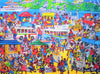 African painting of villages and houses