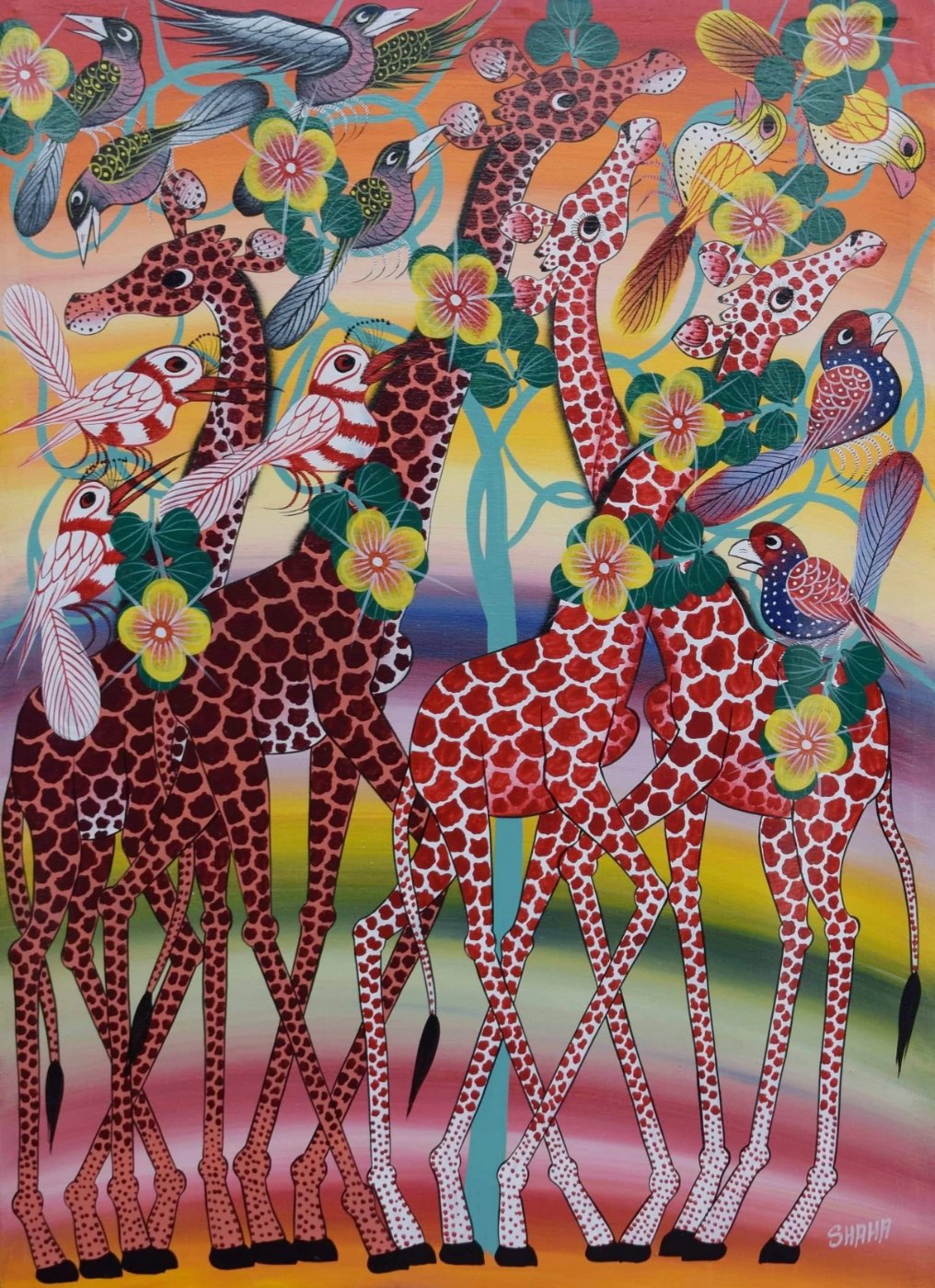 African painting of animals