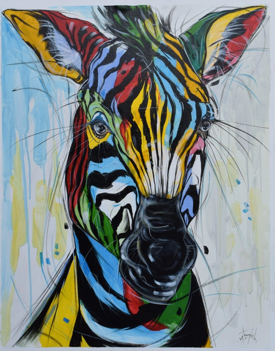 African painting of zebras for sale
