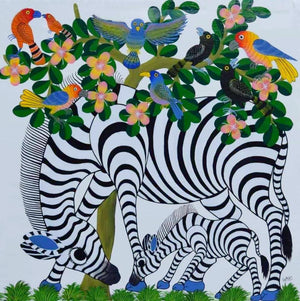 african art of animals for sale of zebra and baby