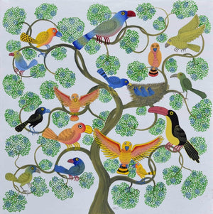African  art of birds on top of a tree for sale