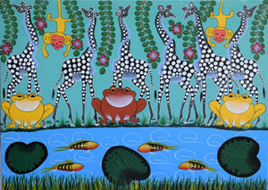 african art of animals in the river for sale