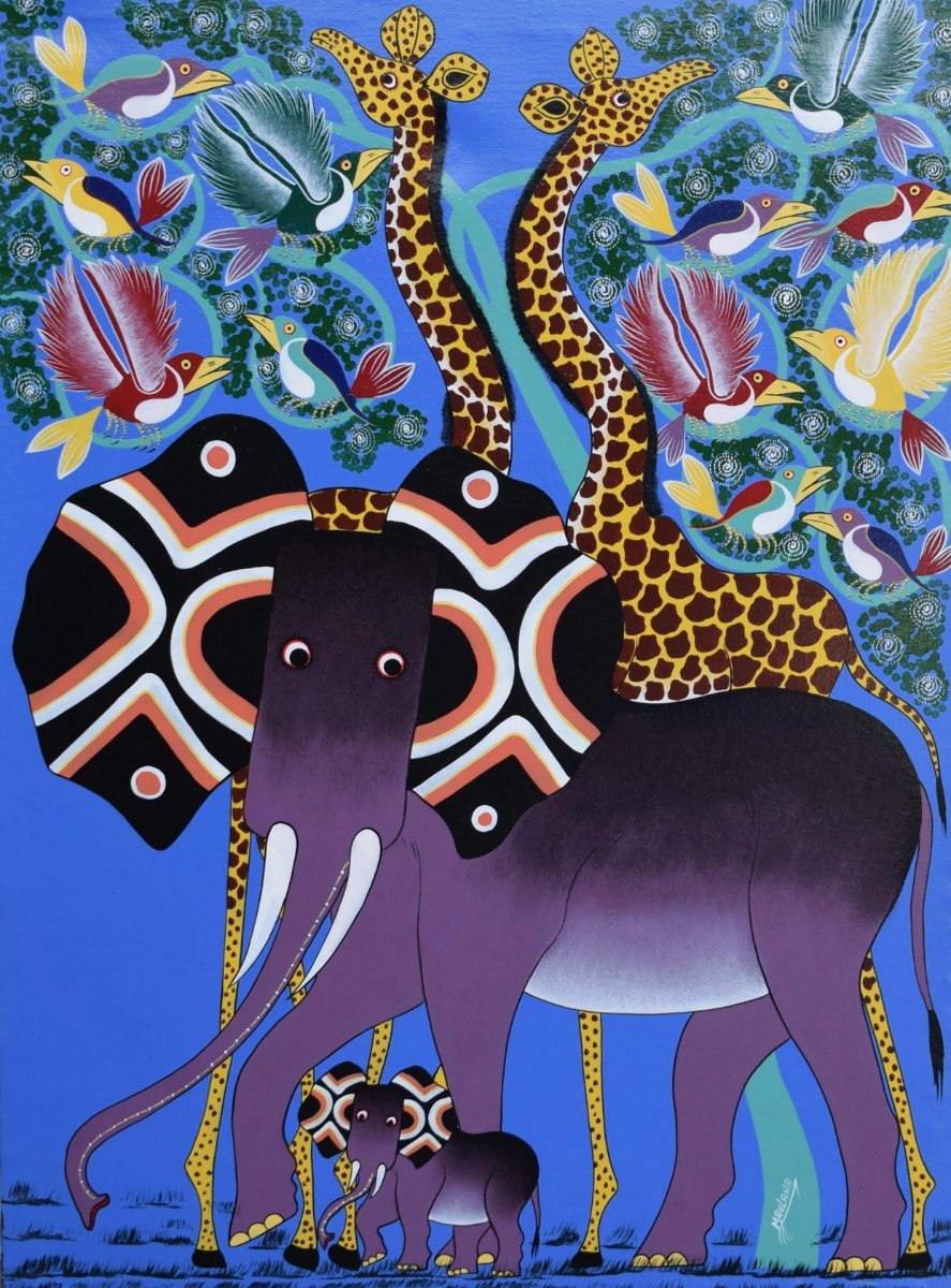 african art of animals in the selous for sale