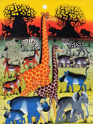 African art of animalsin the evening for sale