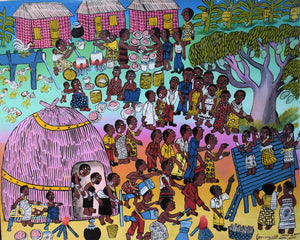 african art of villages and huts