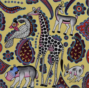 small African painting of animals for sale