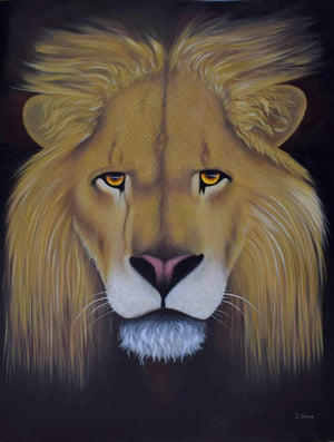 African art of a lion's face