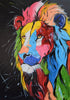 African art of a lions face sideways
