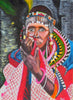 A real African handmade painting of a Maasai mother in Arusha