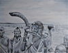 african art of people at the beach
