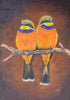 Handmade African painting ofsparrows in the wild