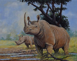  African painting of a rhino
