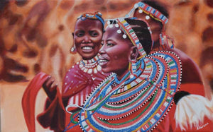 african art of a woman wearing clothes for sale
