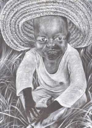 African painting of a toddler