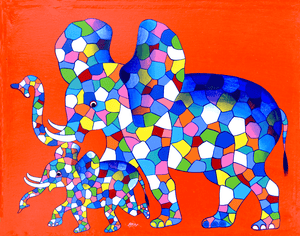 abstract elephant African painting